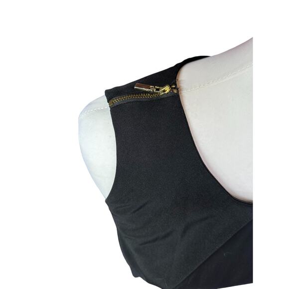 Black and White Color Block Dress With Gold Accents Size 12 - Picture 4 of 8